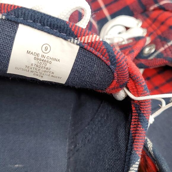 Red/Blue Plaid slip on Tennis Shoe size 9 - Picture 5 of 6